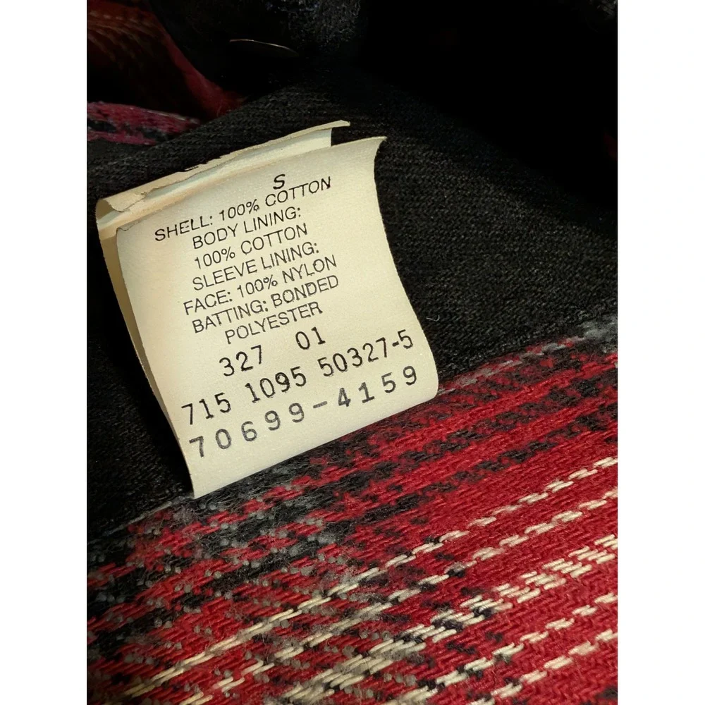 Levis 70699-4159 Black Trucker Jacket Plaid Flannel Lined Large 90s USA Made - Picture 8 of 9